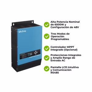 Inversor Cargador 48V Solar Monofásico 6000W Uhome UHX-6K-1P  Blue Single - Imagen 5